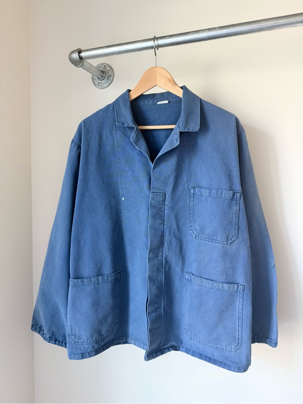 Vintage 60s 70s Faded Blue French Chore Cotton Twill Jacket